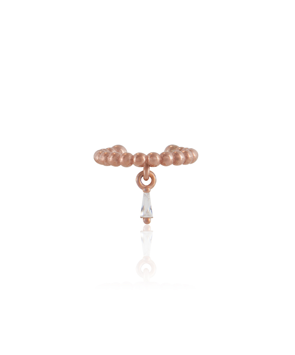 Ασημένιο μονό σκουλαρίκι Ear Cuff με ζιργκόν επιχρυσωμένο με ροζ χρυσό