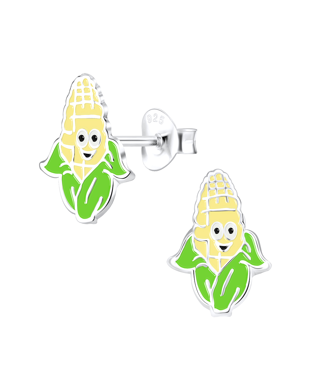 Ασημένια καρφωτά σκουλαρίκια καλαμπόκι