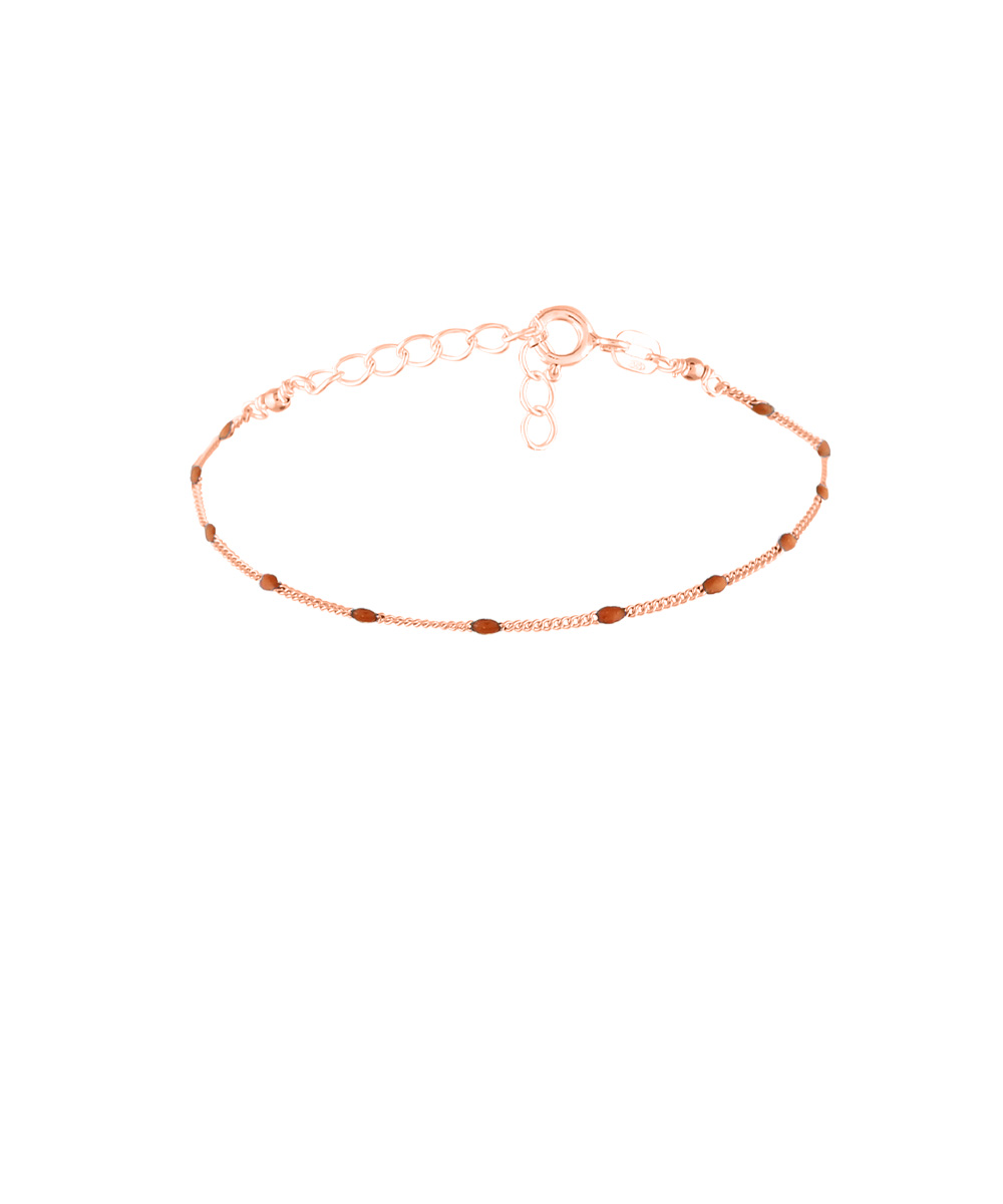 Ασημένιο Παιδικό Βραχιόλι Ροζάριο με Καφέ Σμάλτο επιχρυσωμένο με ροζ χρυσό