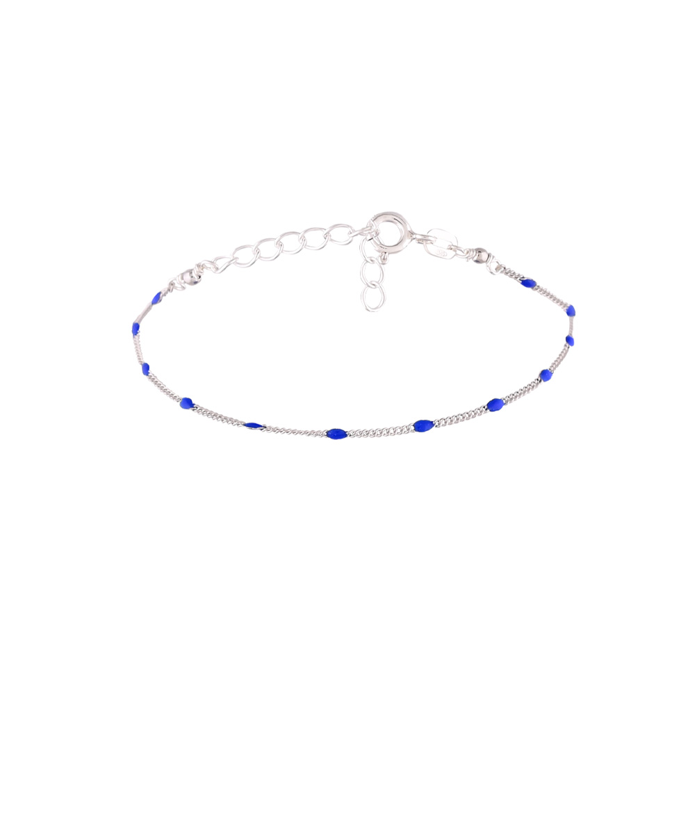 Ασημένιο Παιδικό Βραχιόλι Ροζάριο με Μπλε Σμάλτο