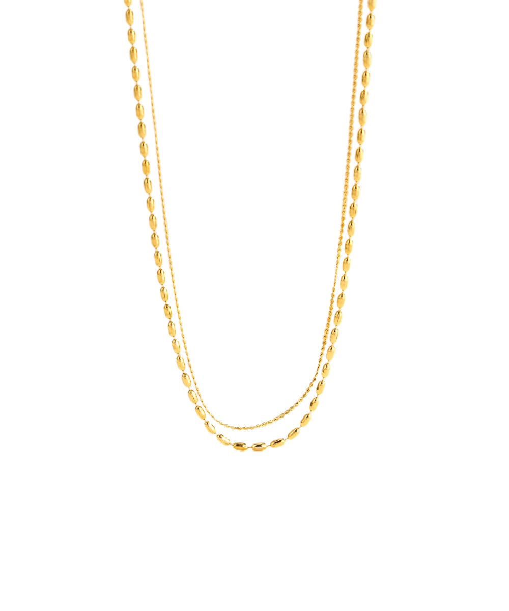 Διπλό κολιέ αλυσίδα από ανοξείδωτο ατσάλι σε χρυσή απόχρωση