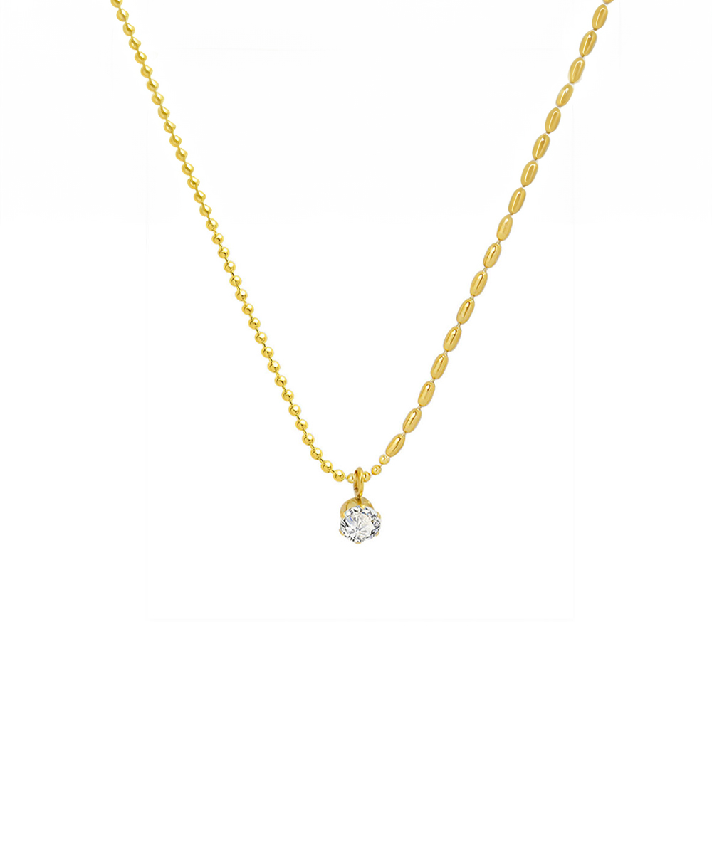 Κολιέ μονόπετρο με ζιργκόν από ανοξείδωτο ατσάλι σε χρυσή απόχρωση