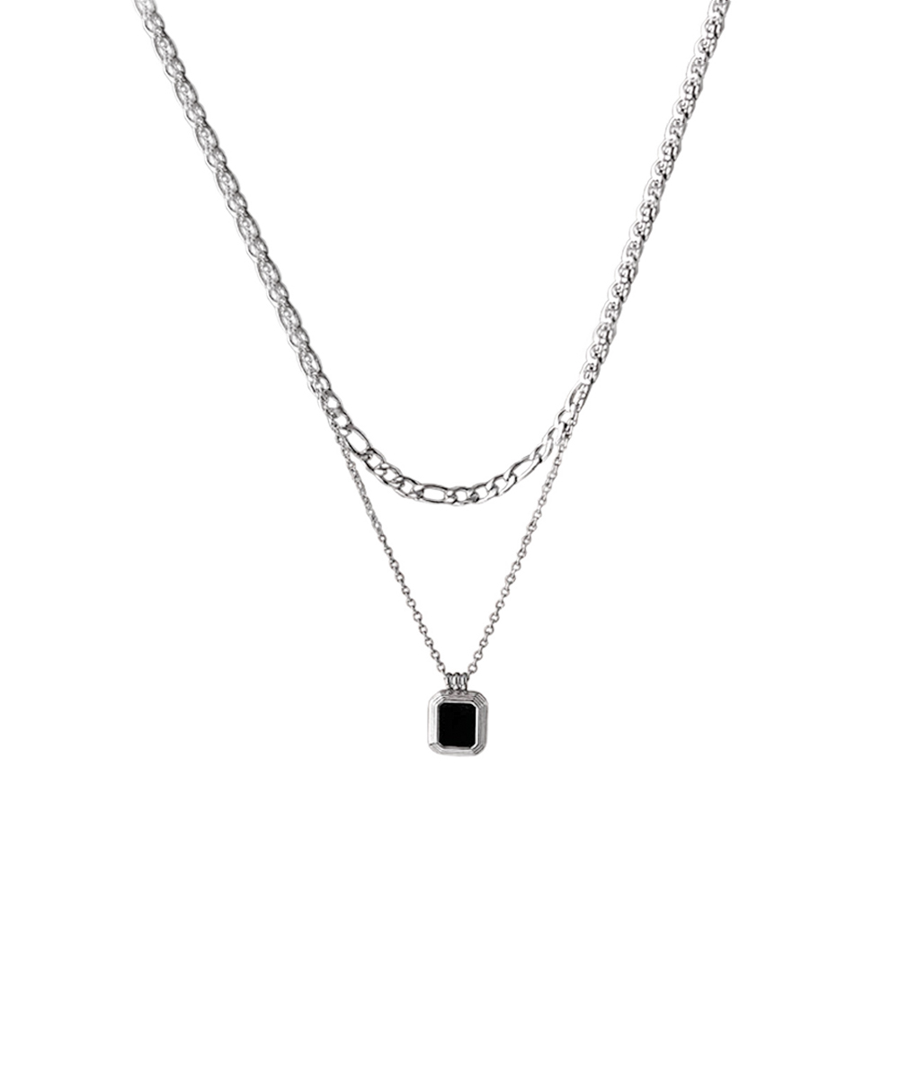 Διπλό κολιέ με όνυχα από ανοξείδωτο ατσάλι σε ασημένια απόχρωση