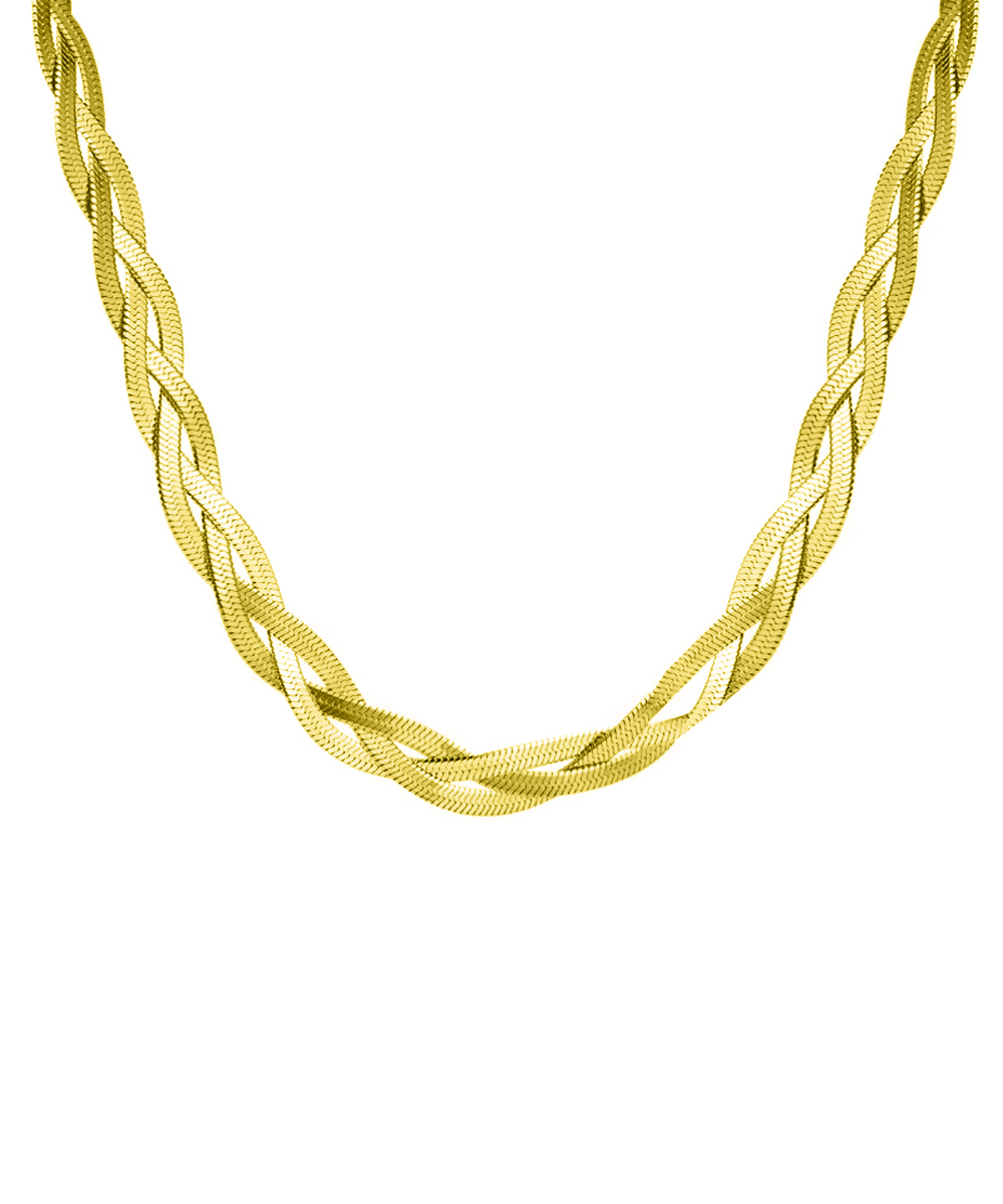Κολιέ πλεκτή αλυσίδα από ανοξείδωτο ατσάλι σε χρυσή απόχρωση