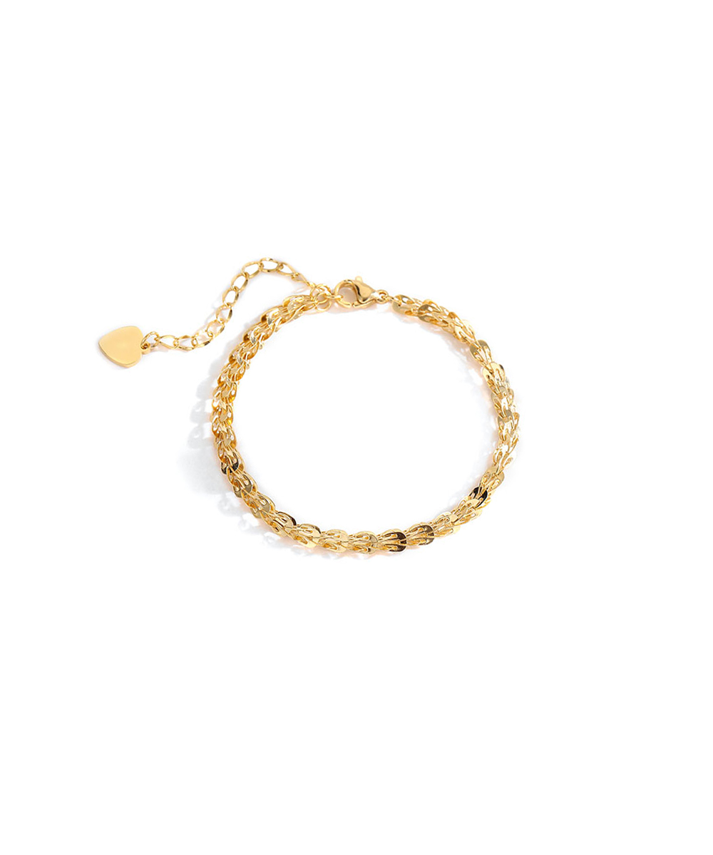 Βραχιόλι με ρετρό πλέξη από ανοξείδωτο ατσάλι σε χρυσή απόχρωση