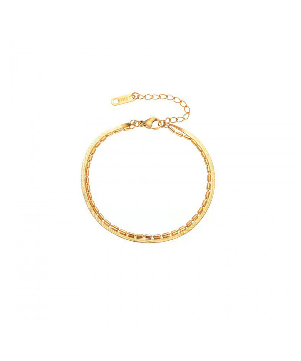 Βραχιόλι διπλής αλυσίδας από ανοξείδωτο ατσάλι σε χρυσή απόχρωση