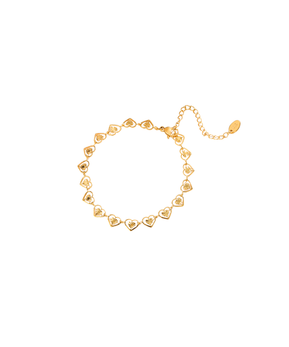 Βραχιόλι με καρδιές από ανοξείδωτο ατσάλι σε χρυσή απόχρωση