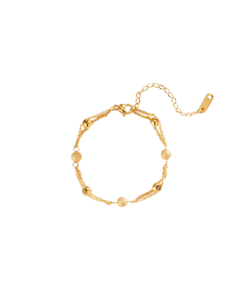 Βραχιόλι διπλής αλυσίδας με μπίλιες από ανοξείδωτο ατσάλι σε χρυσή απόχρωση