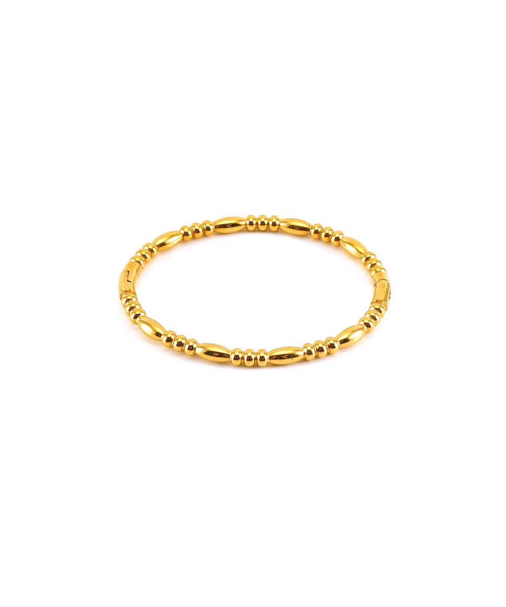 Χειροπέδα με ανάγλυφο σχέδιο από ανοξείδωτο ατσάλι σε χρυσή απόχρωση