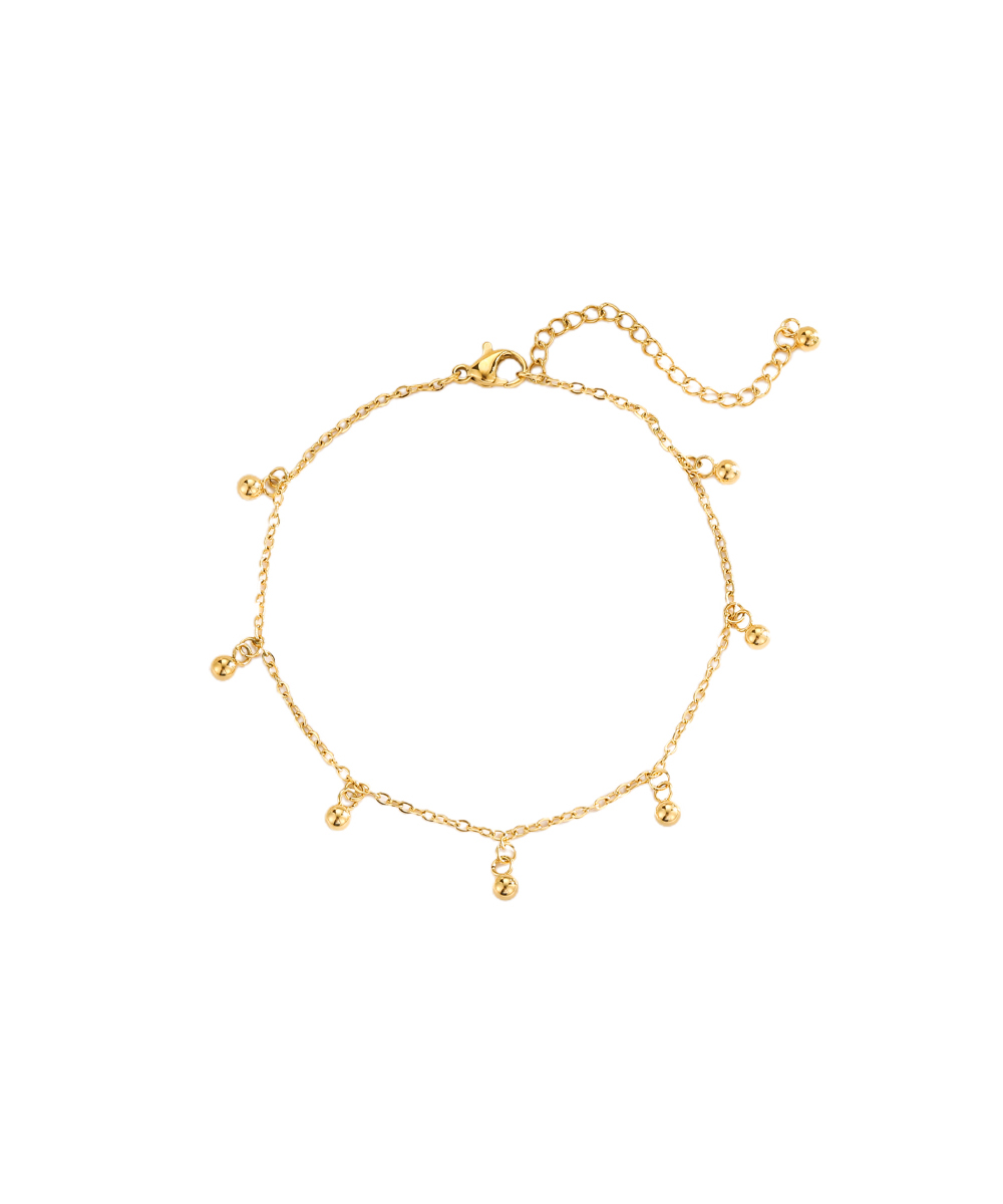 Αλυσίδα ποδιού με κρεμαστά γυαλιστερά στοιχεία από ανοξείδωτο ατσάλι σε χρυσή απόχρωση