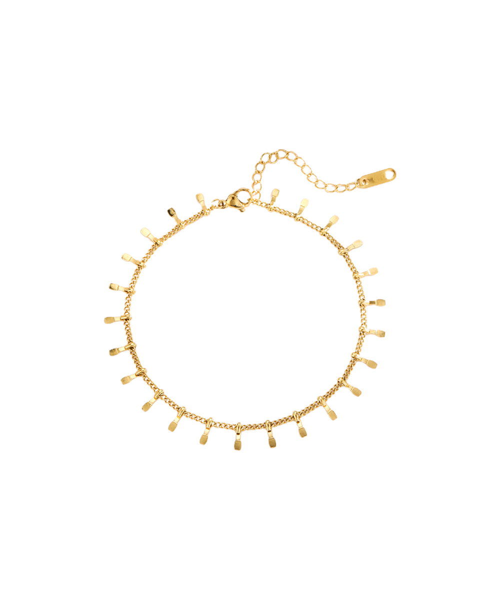 Αλυσίδα ποδιού με κρεμαστά στοιχεία από ανοξείδωτο ατσάλι σε χρυσή απόχρωση