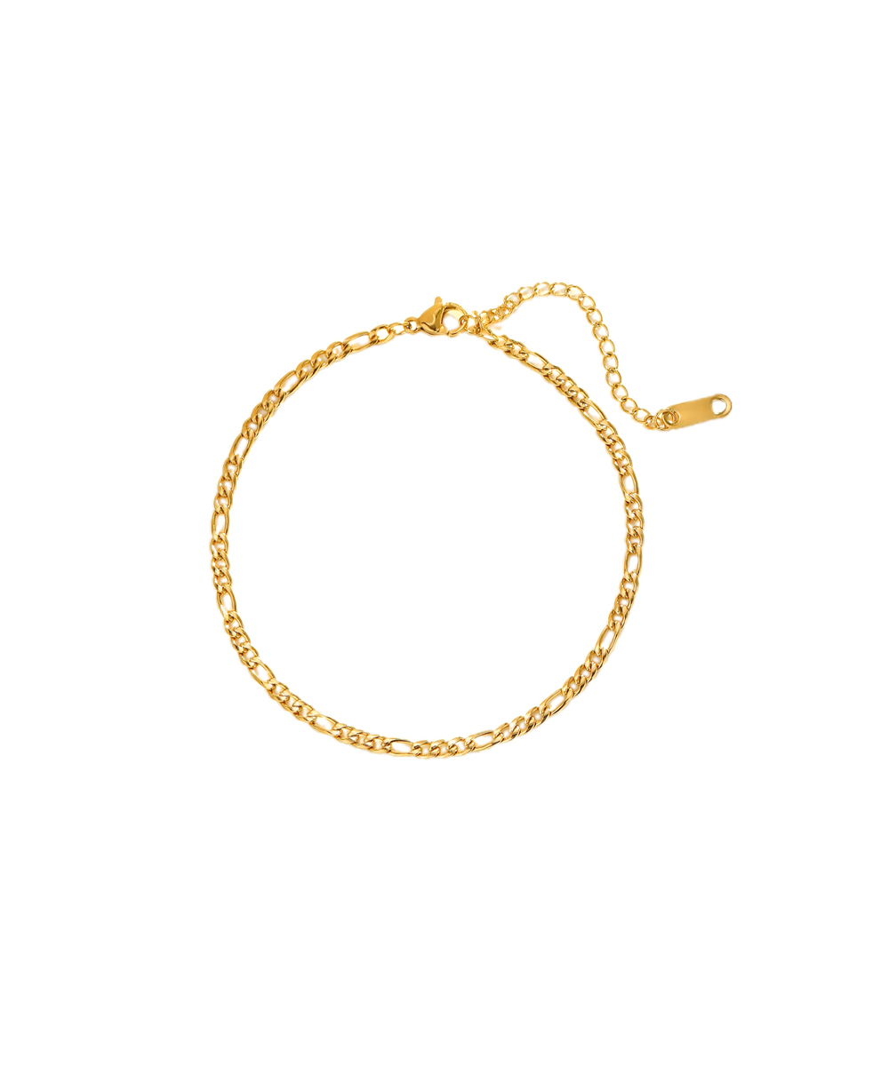 Αλυσίδα ποδιού με πλέξη figaro από ανοξείδωτο ατσάλι σε χρυσή απόχρωση