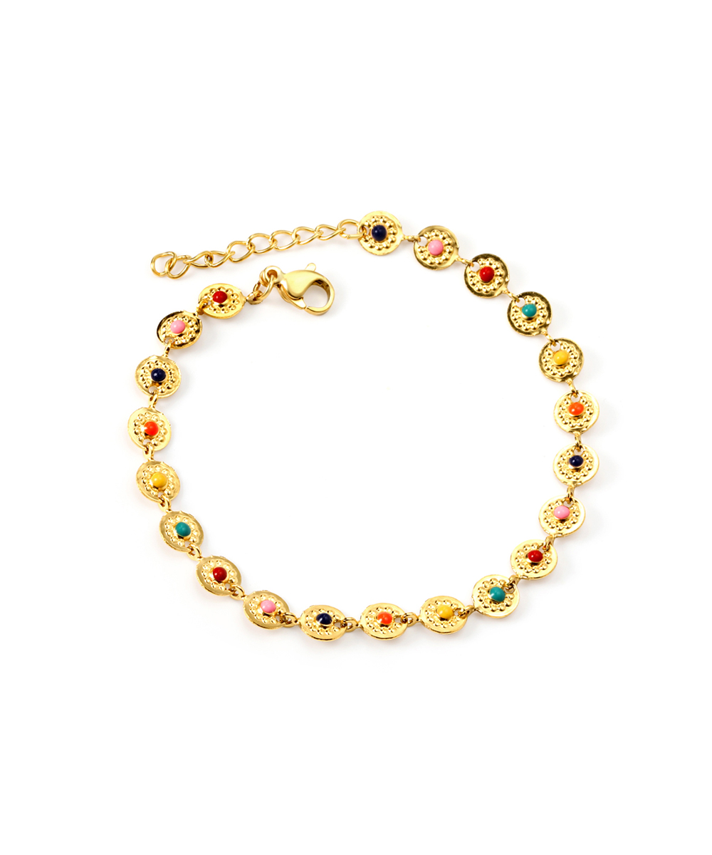 Βραχιόλι με πολύχρωμο σμάλτο από ανοξείδωτο ατσάλι σε χρυσή απόχρωση