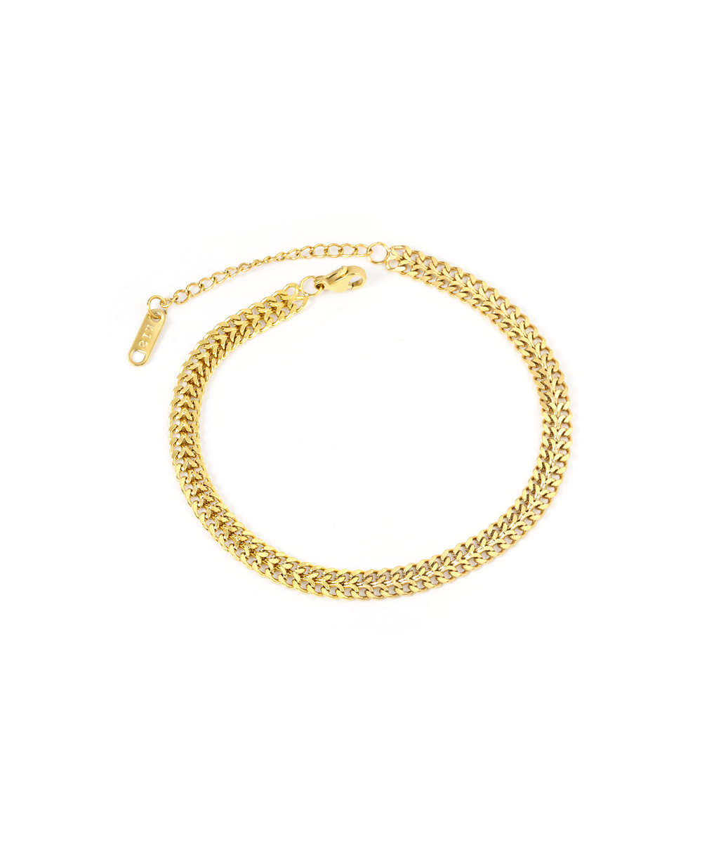 Βραχιόλι αλυσίδα με διπλή πλέξη από ανοξείδωτο ατσάλι σε χρυσή απόχρωση