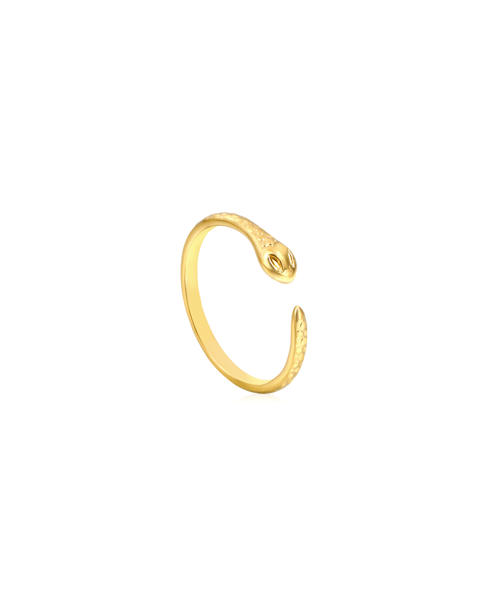 Δαχτυλίδι one size "φίδι" με ανάγλυφες λεπτομέρειες από ανοξείδωτο ατσάλι σε χρυσή απόχρωση