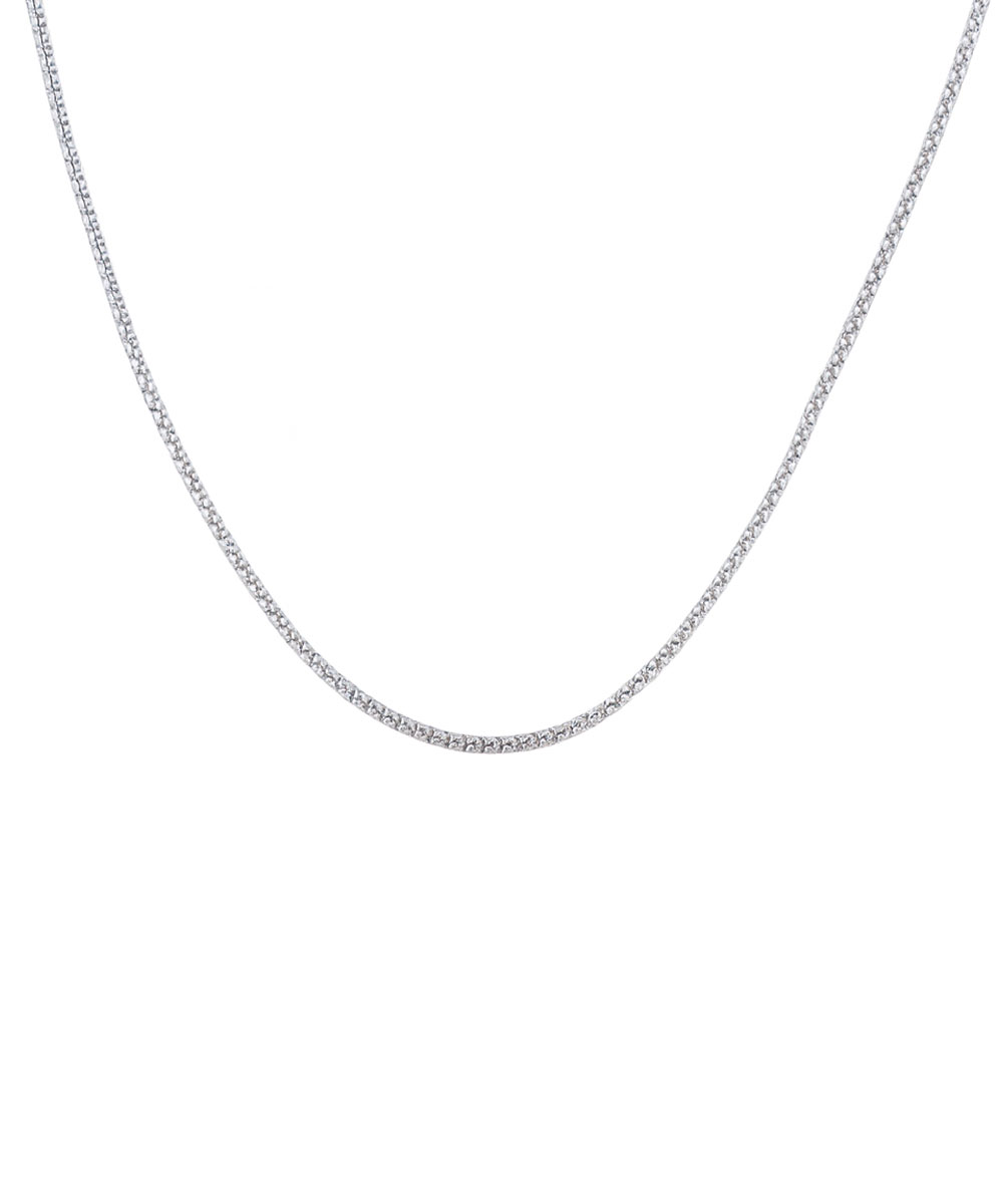 Κολιέ αλυσίδα με ιδιαίτερη πλέξη από ανοξείδωτο ατσάλι σε ασημένια απόχρωση