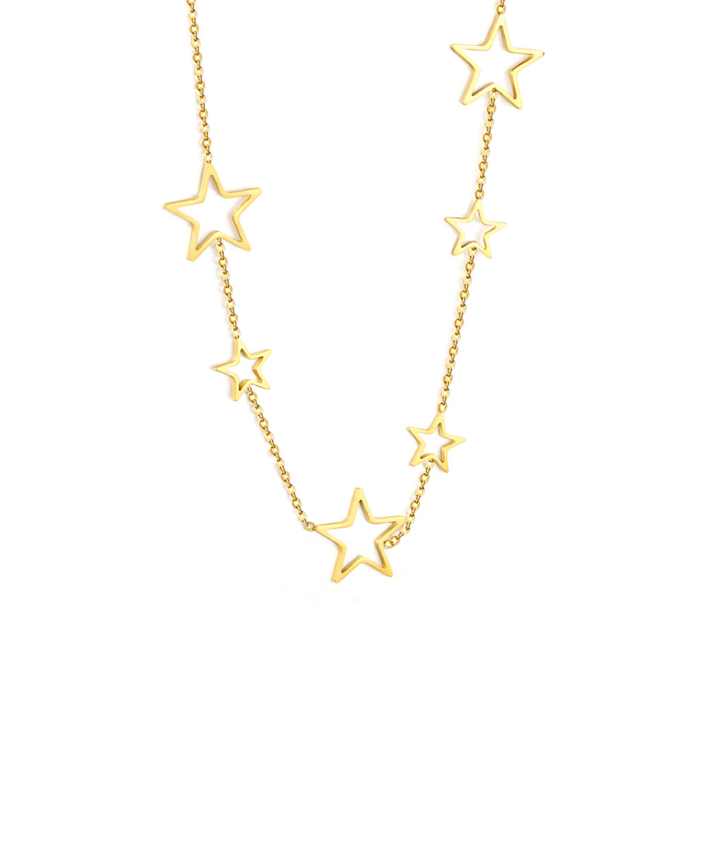 Κολιέ με πολλαπλά κρεμαστά αστέρια από ανοξείδωτο ατσάλι σε χρυσή απόχρωση