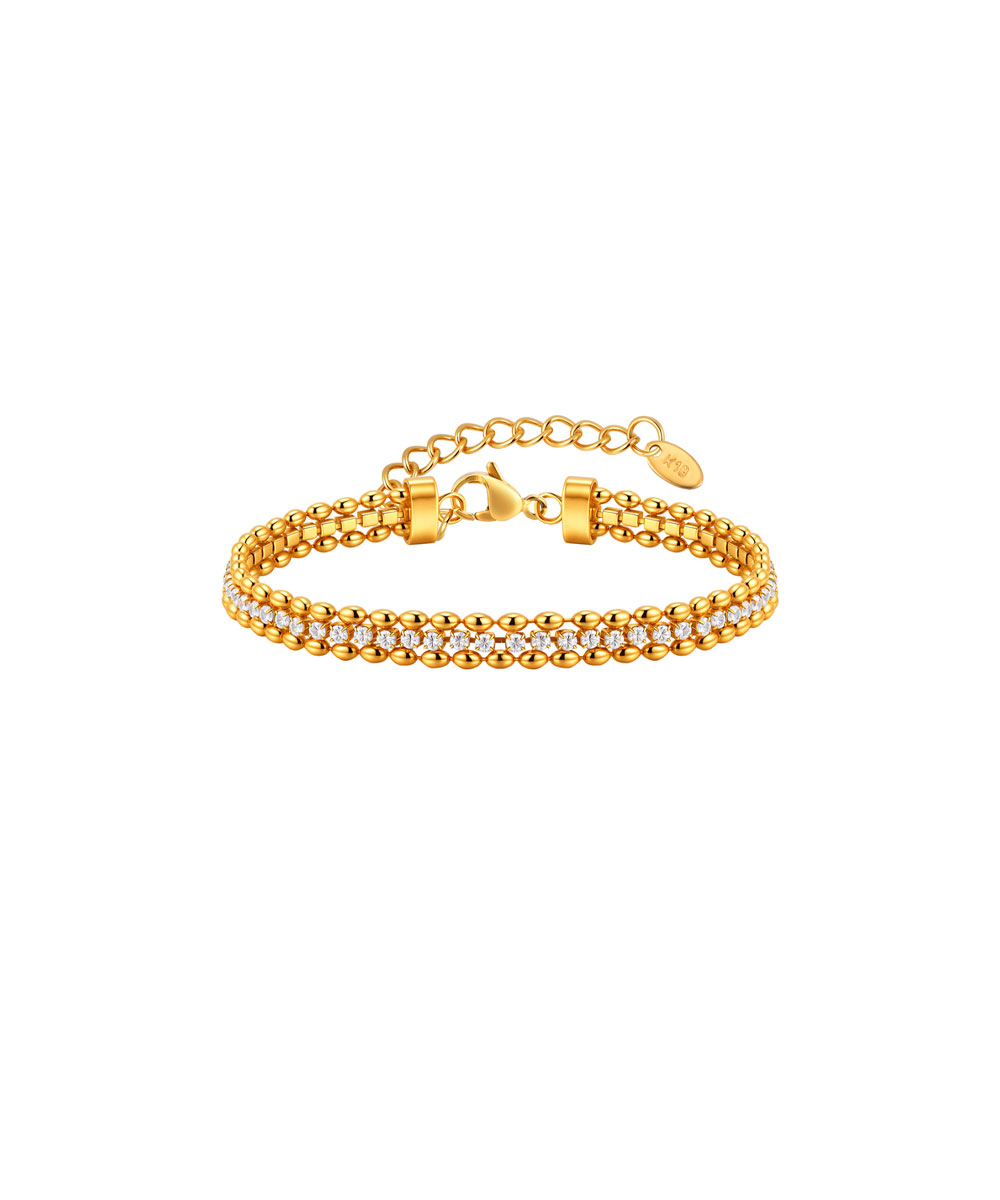 Βραχιόλι tennis με ζιργκόν από ανοξείδωτο ατσάλι σε χρυσή απόχρωση