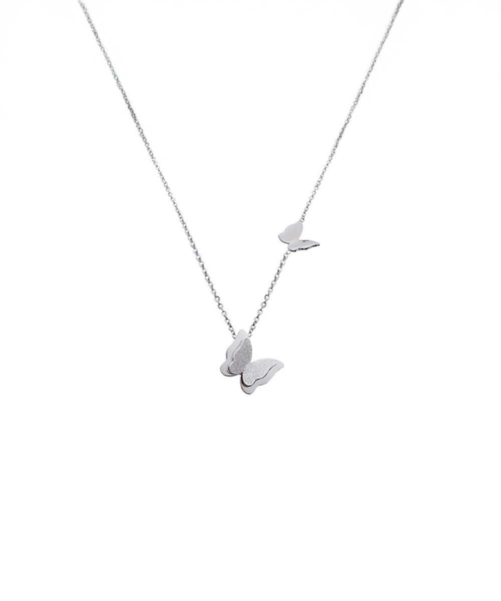 Κολιέ με πεταλούδες από ανοξείδωτο ατσάλι σε ασημένια απόχρωση