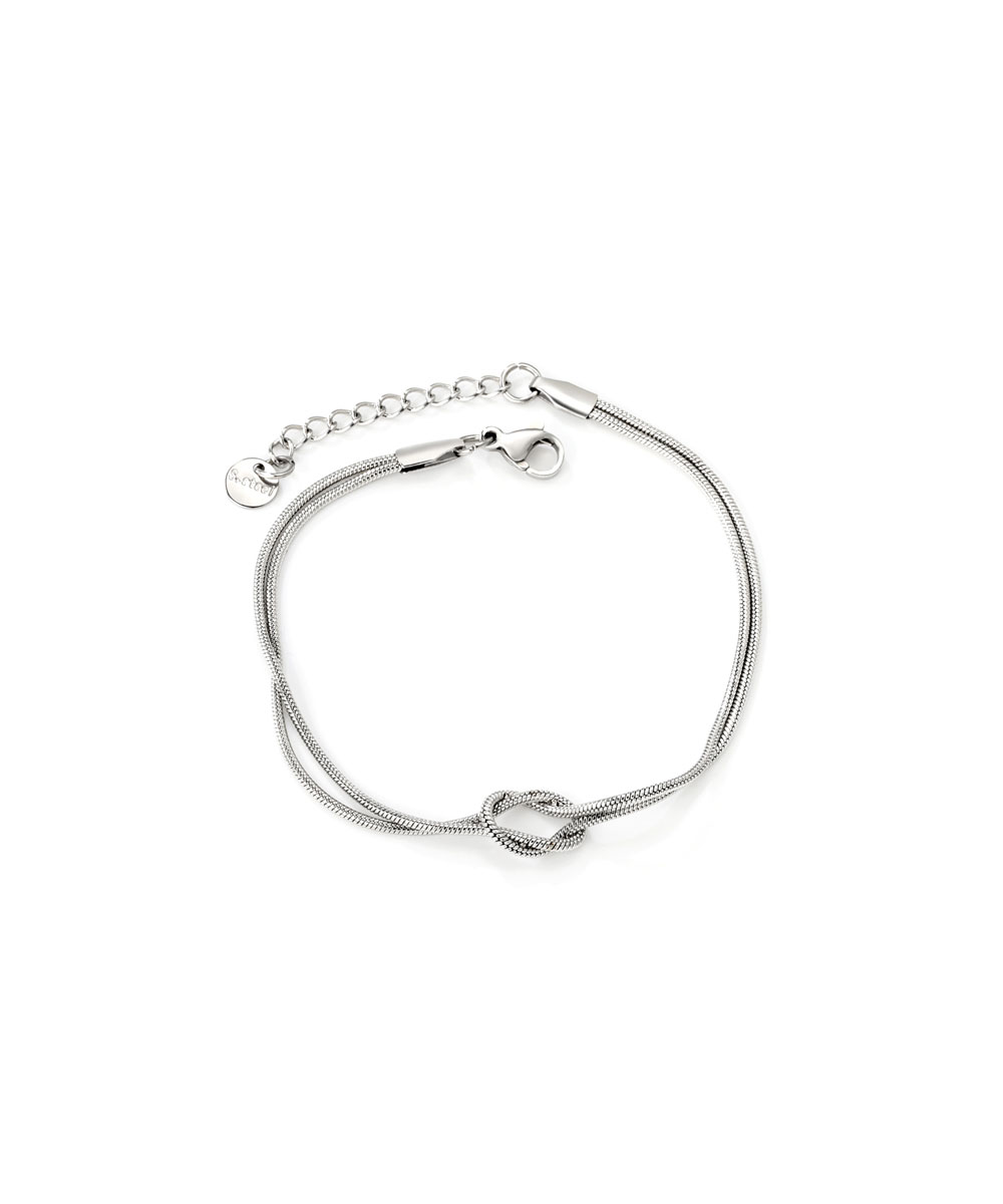 Βραχιόλι αλυσίδα με κομψό κόμπο από ανοξείδωτο ατσάλι σε ασημένια απόχρωση