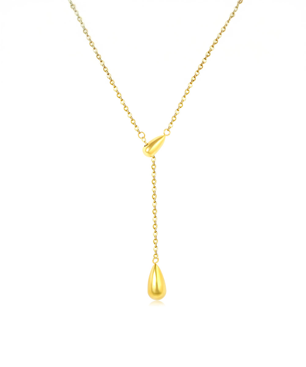 Κολιέ αλυσίδα με charms σε σχέδιο σταγόνας από ανοξείδωτο ατσάλι σε χρυσή απόχρωση