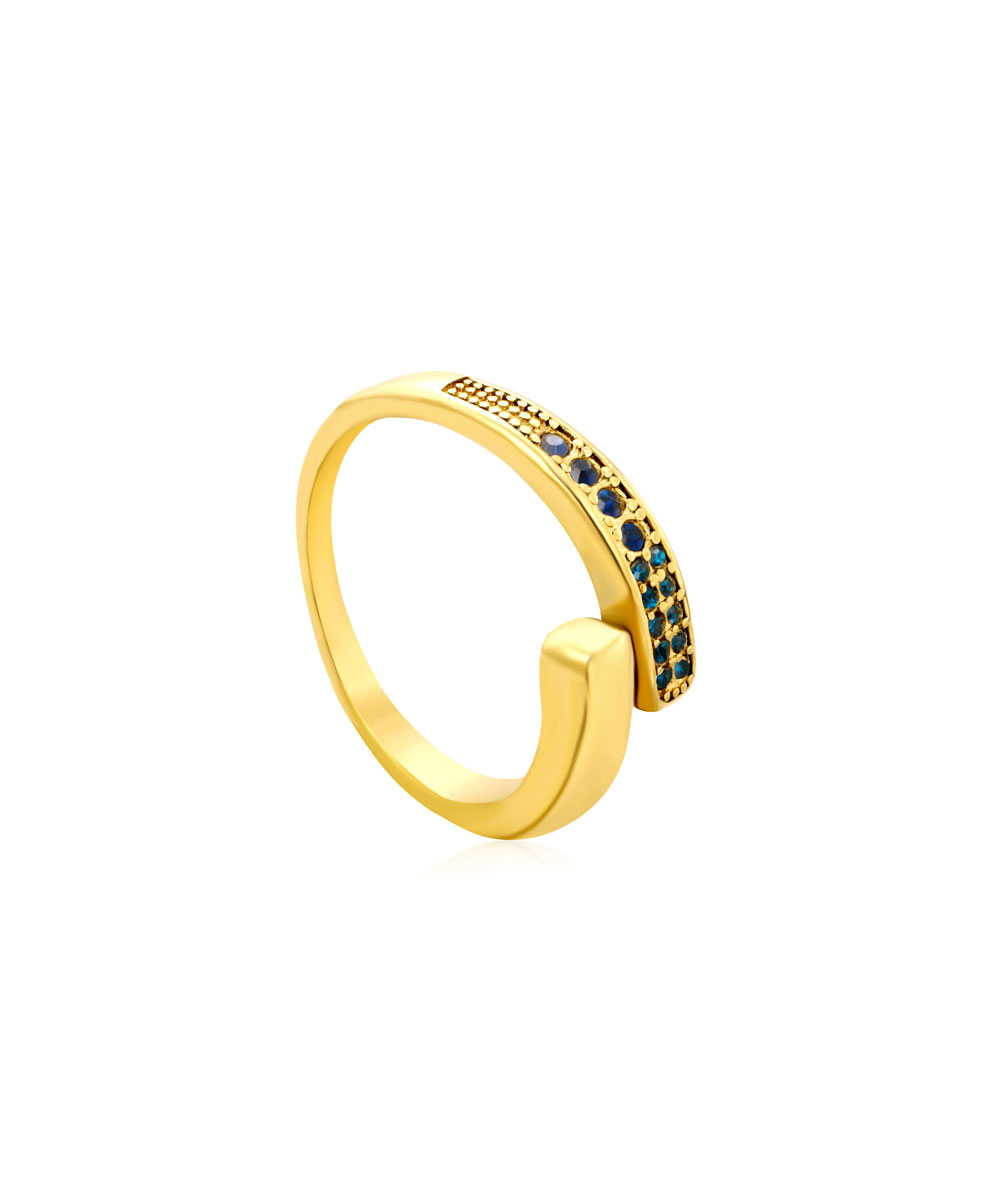 Δαχτυλίδι one size διακοσμημένο με μπλε ζιργκόν από ανοξείδωτο ατσάλι σε χρυσή απόχρωση