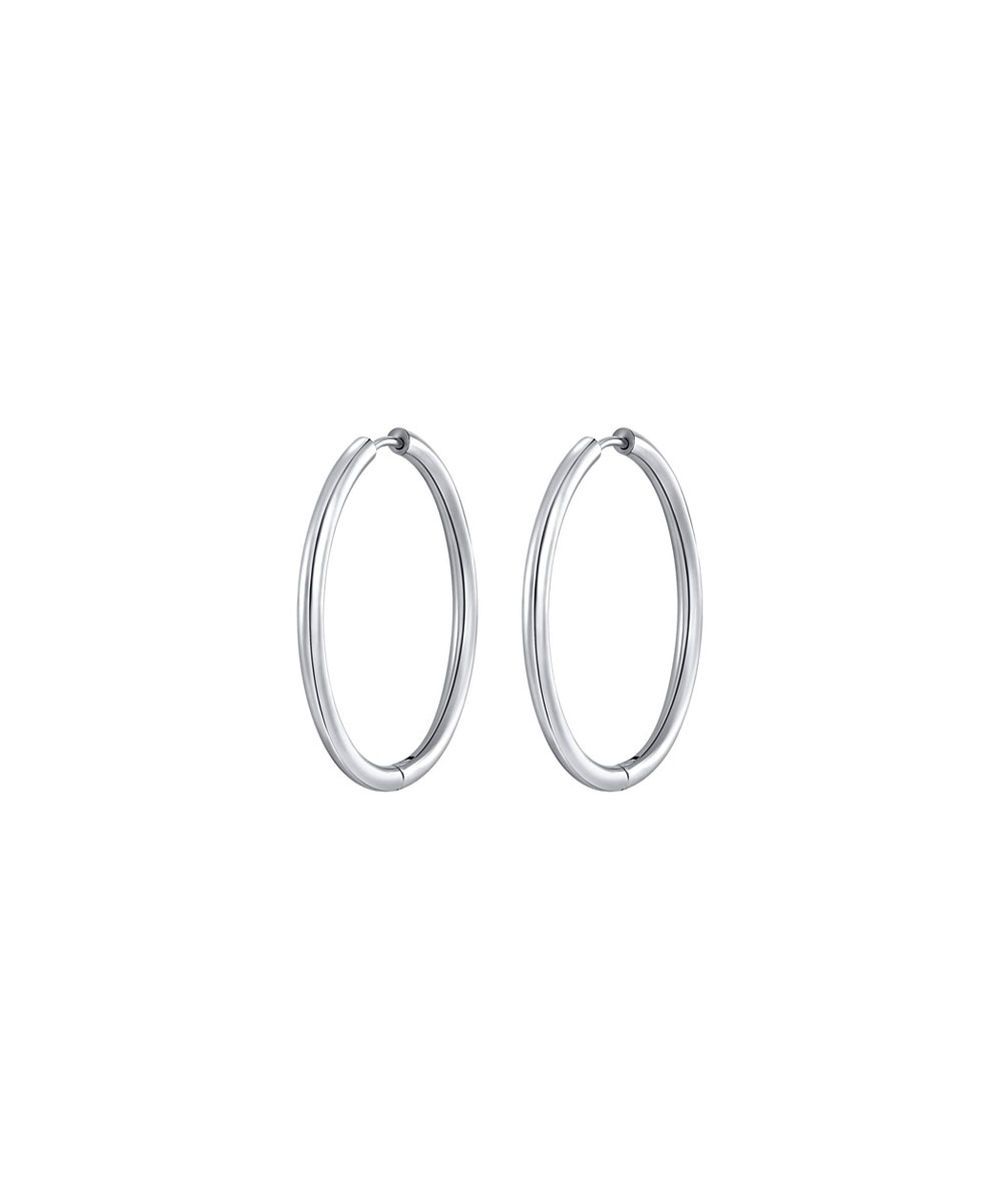 Κρίκοι σκουλαρίκια από ανοξείδωτο ατσάλι σε ασημένια απόχρωση