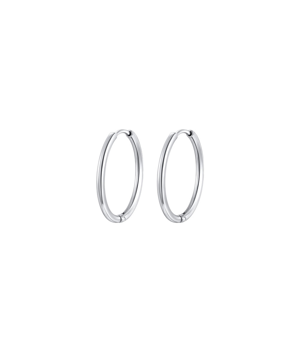 Κρίκοι σκουλαρίκια από ανοξείδωτο ατσάλι σε ασημένια απόχρωση