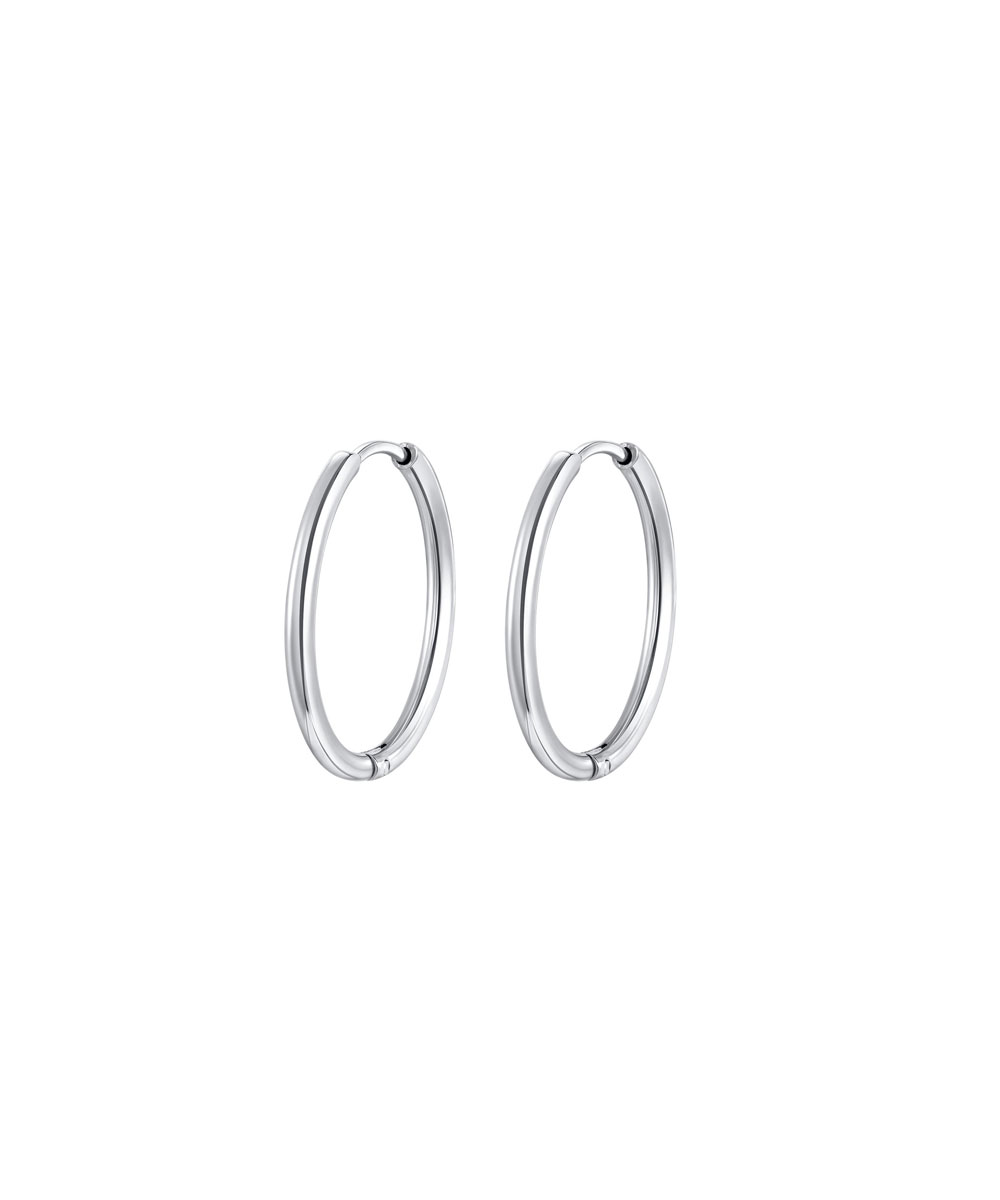 Κρίκοι σκουλαρίκια από ανοξείδωτο ατσάλι σε ασημένια απόχρωση