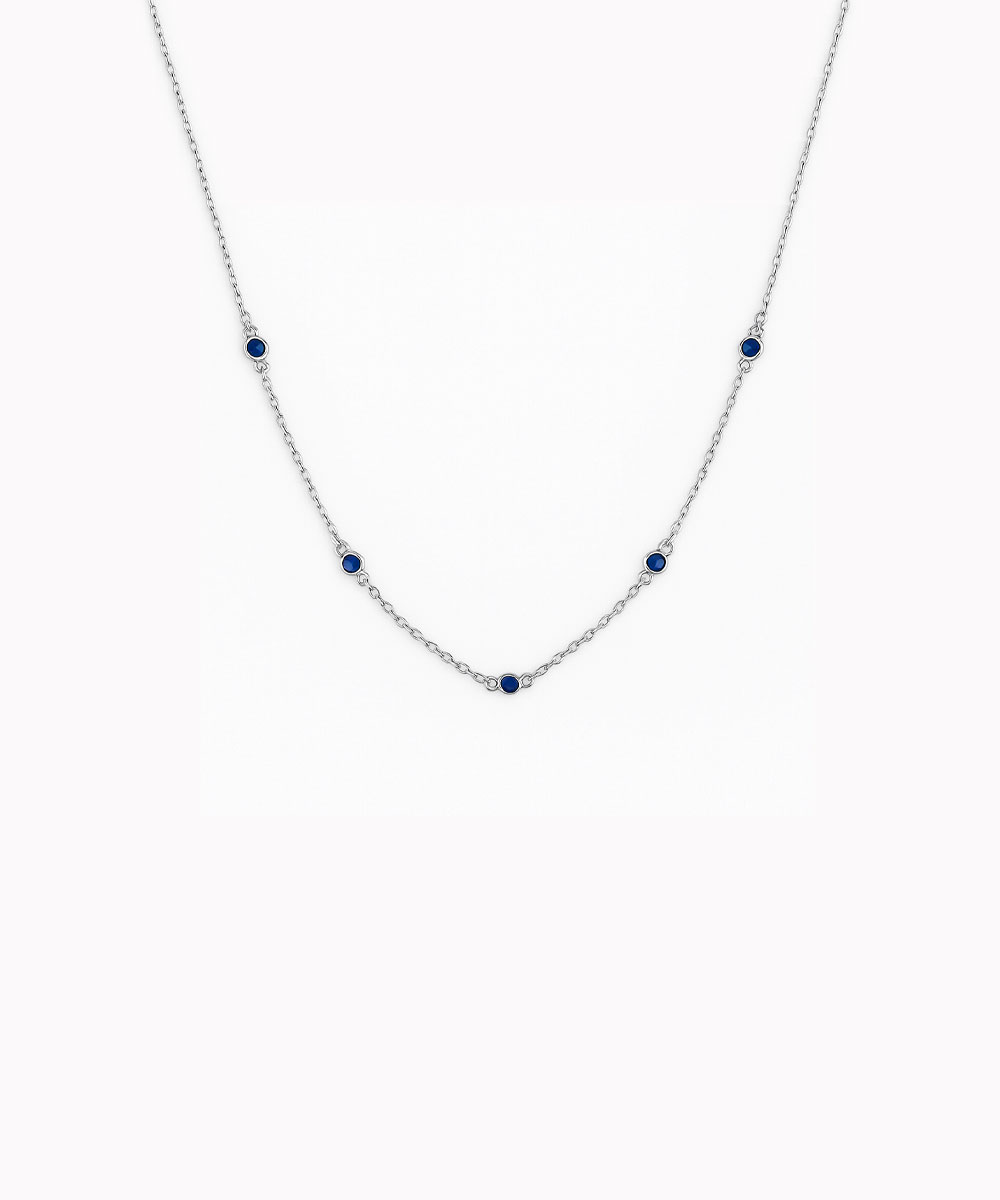 Κολιέ από ασήμι 925 με μπλε ζιργκόν