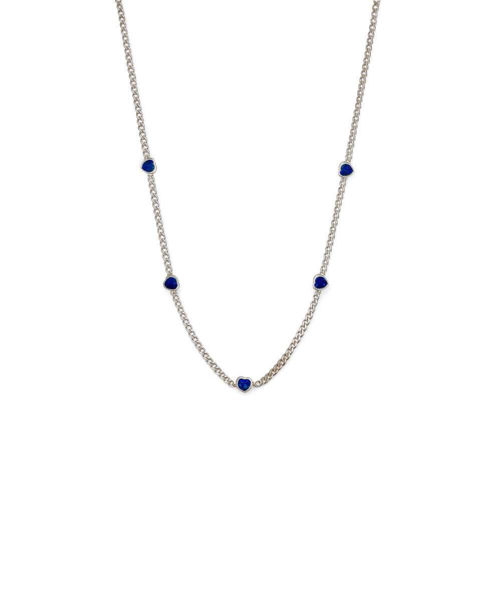 Κολιέ από ασήμι 925 με μπλε καρδιές