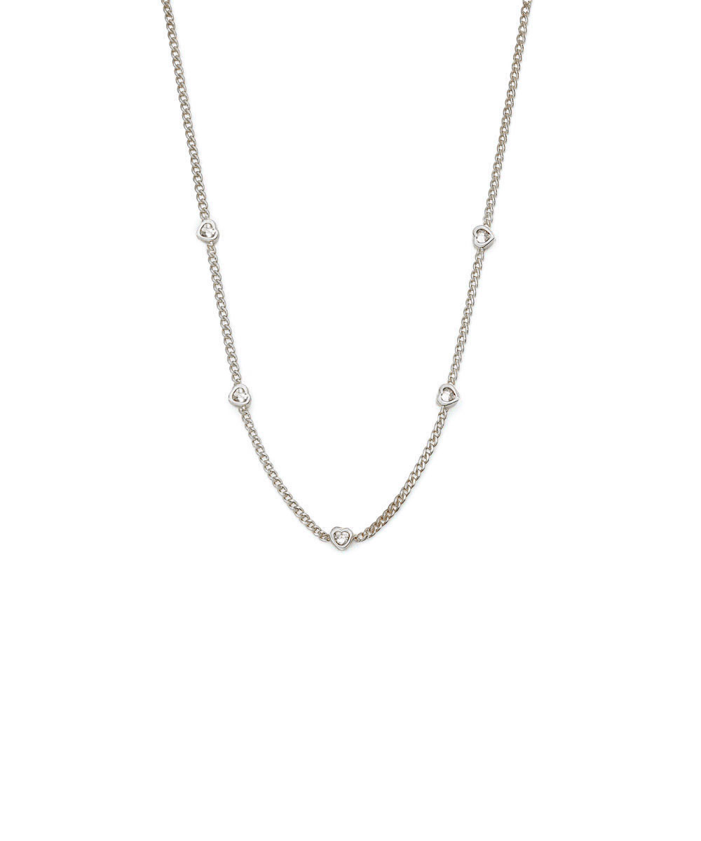 Κολιέ από ασήμι 925 με λευκές καρδιές