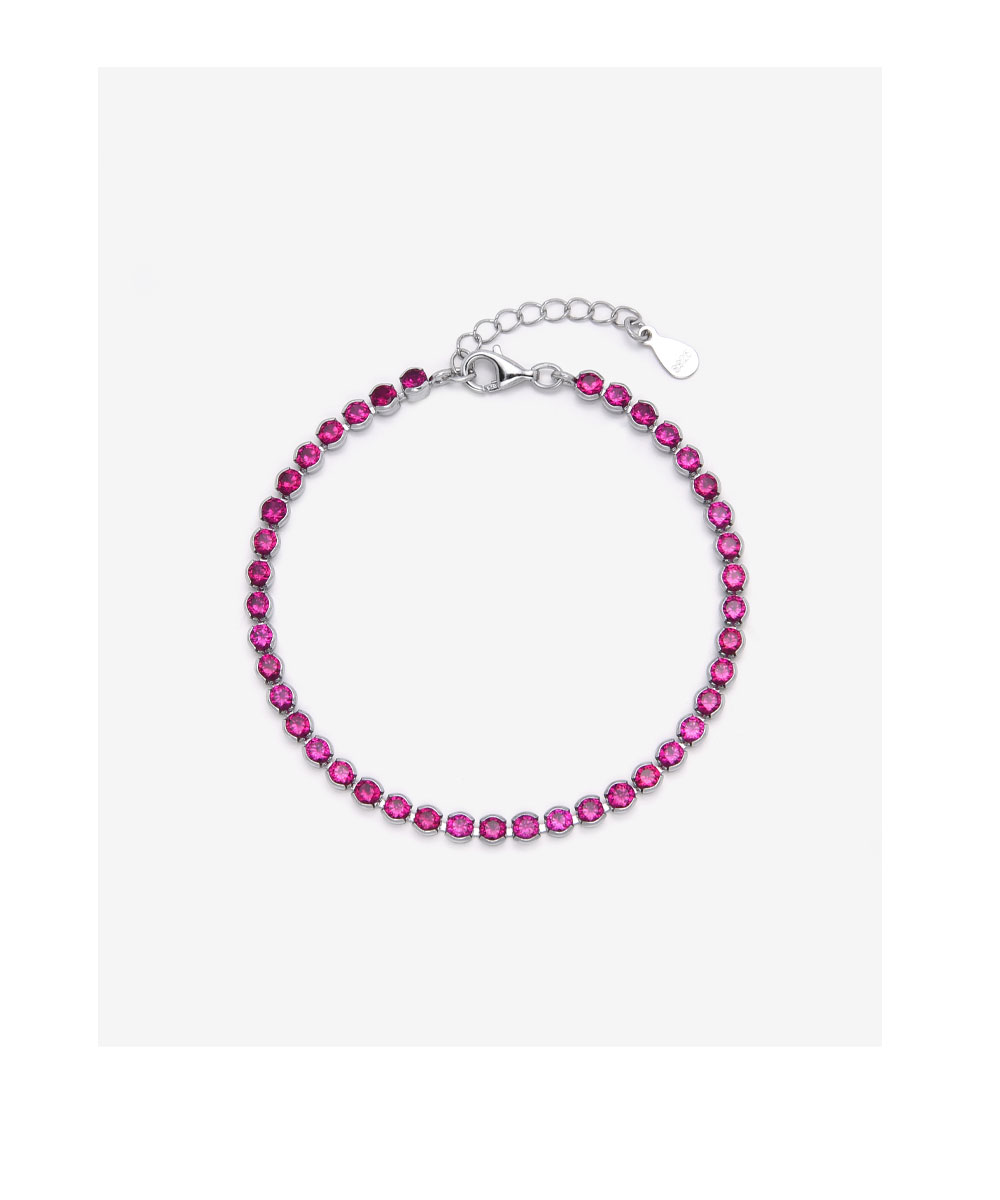 Βραχιόλι tennis από ασήμι 925 με ροζ ζιργκόν