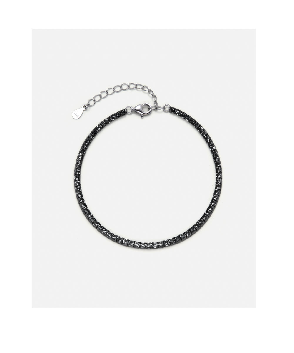 Βραχιόλι tennis από ασήμι 925 με μαύρα ζιργκόν