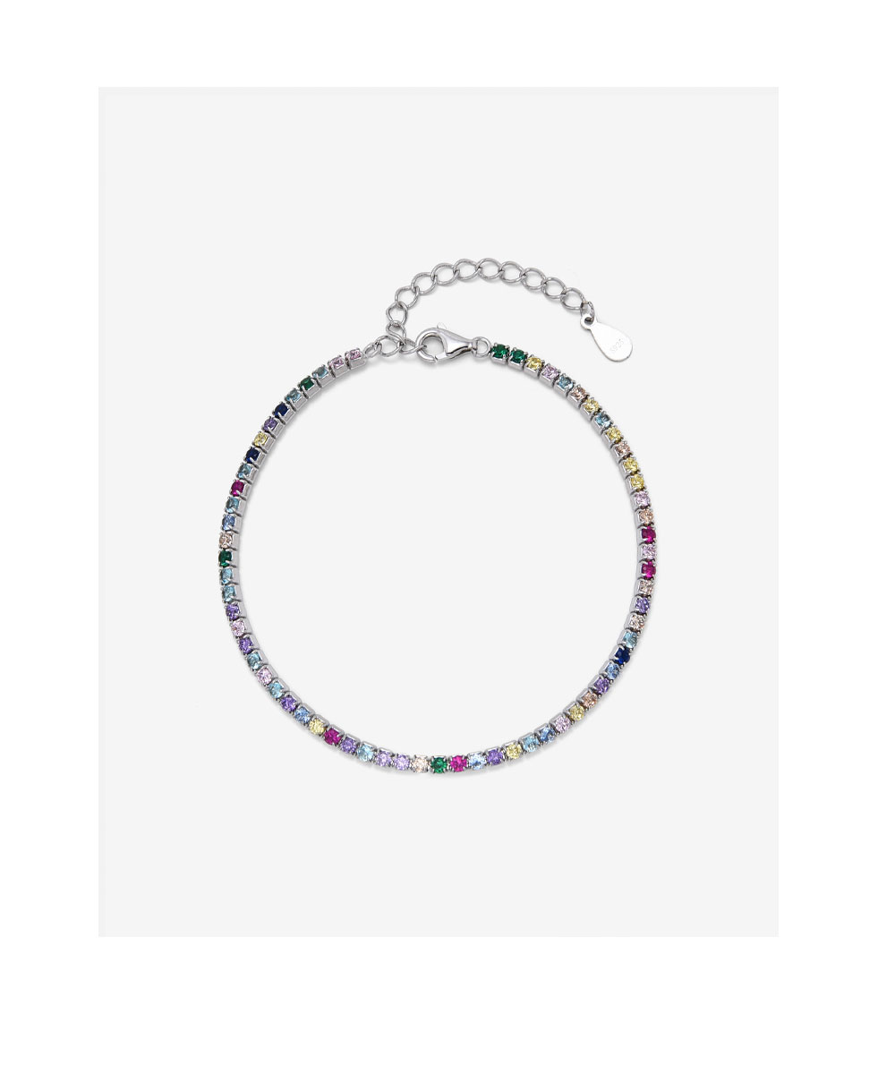 Βραχιόλι tennis από ασήμι 925 με πολύχρωμα ζιργκόν