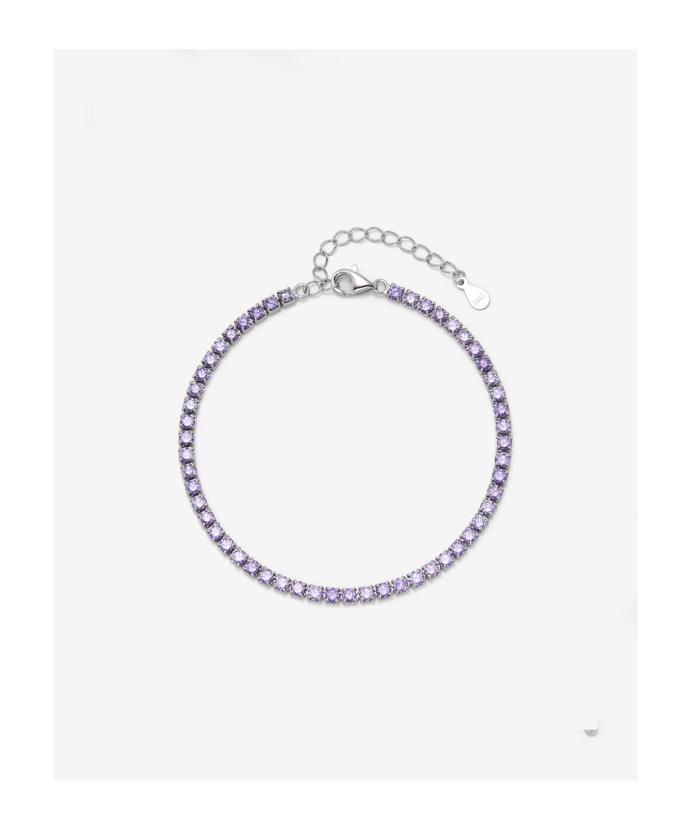 Βραχιόλι tennis από ασήμι 925 με μωβ ζιργκόν