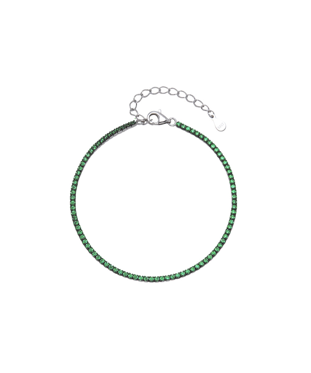 Βραχιόλι tennis από ασήμι 925 με πράσινα ζιργκόν