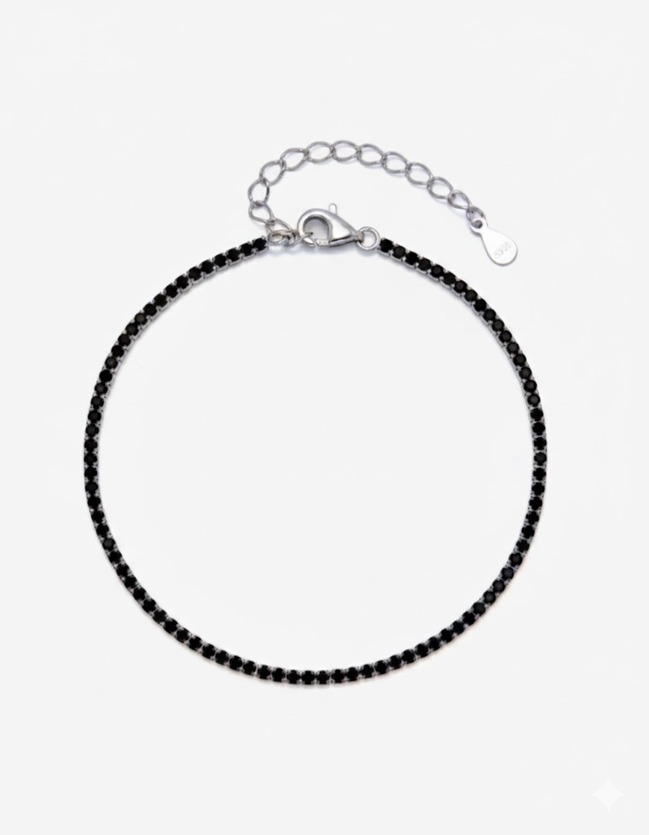 Βραχιόλι tennis από ασήμι 925 με μαύρο ζιργκόν