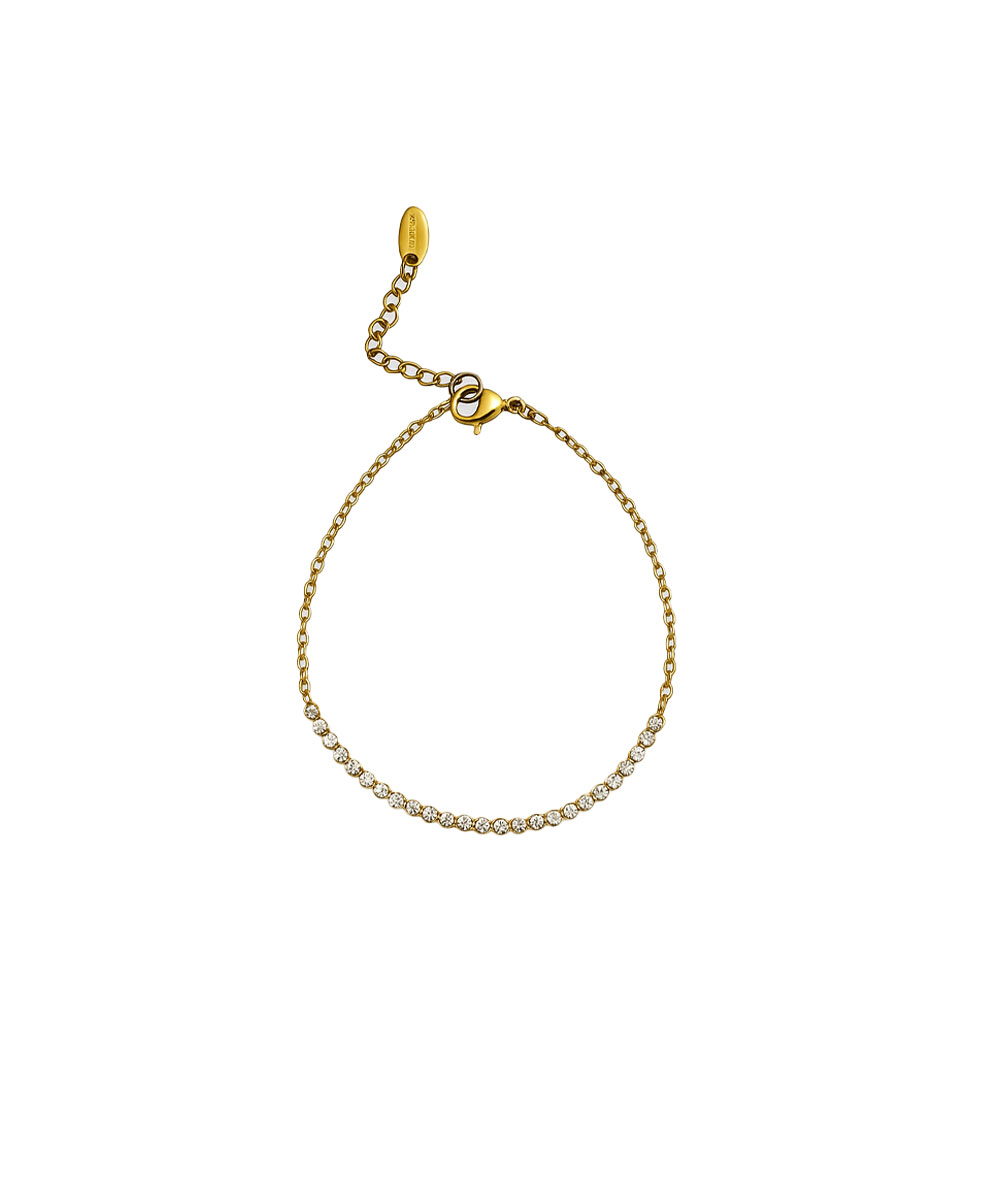 Βραχιόλι tennis με λευκά ζιργκόν από ανοξείδωτο ατσάλι σε χρυσή απόχρωση