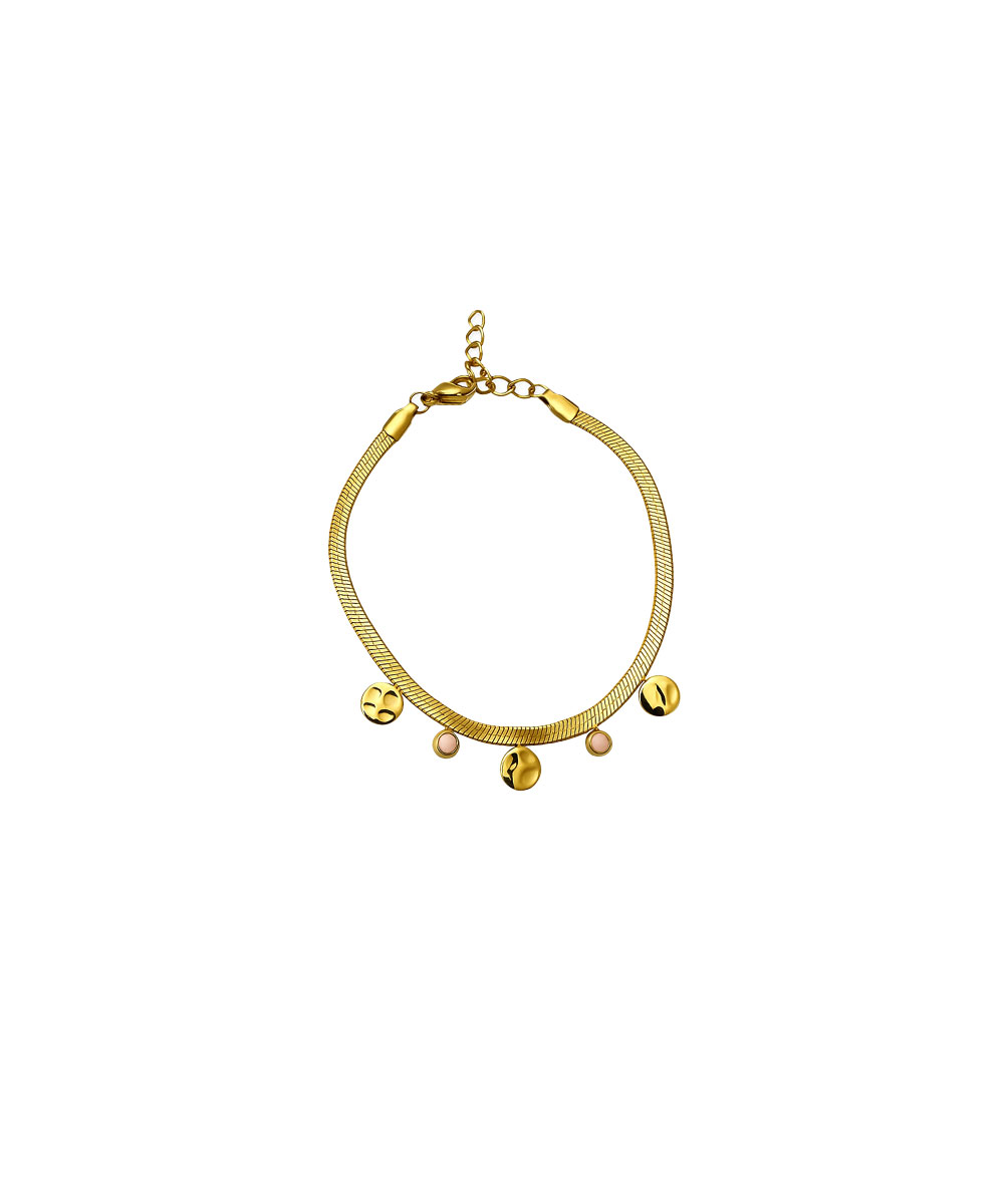 Βραχιόλι snake με charms και πέτρα από ανοξείδωτο ατσάλι σε χρυσή απόχρωση