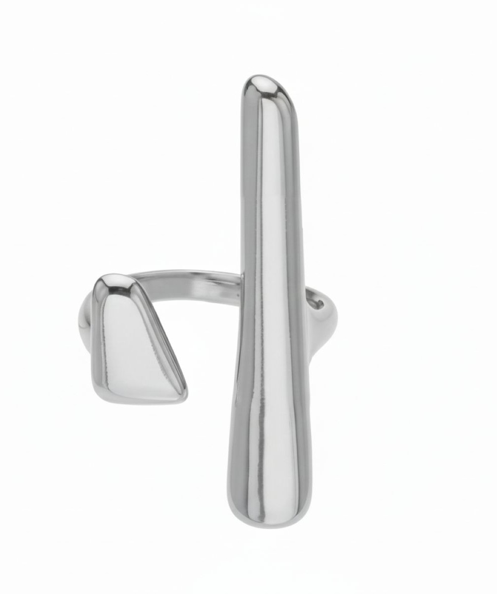 Δαχτυλίδι one size με minimal σχέδιο από ανοξείδωτο ατσάλι σε ασημένια απόχρωση